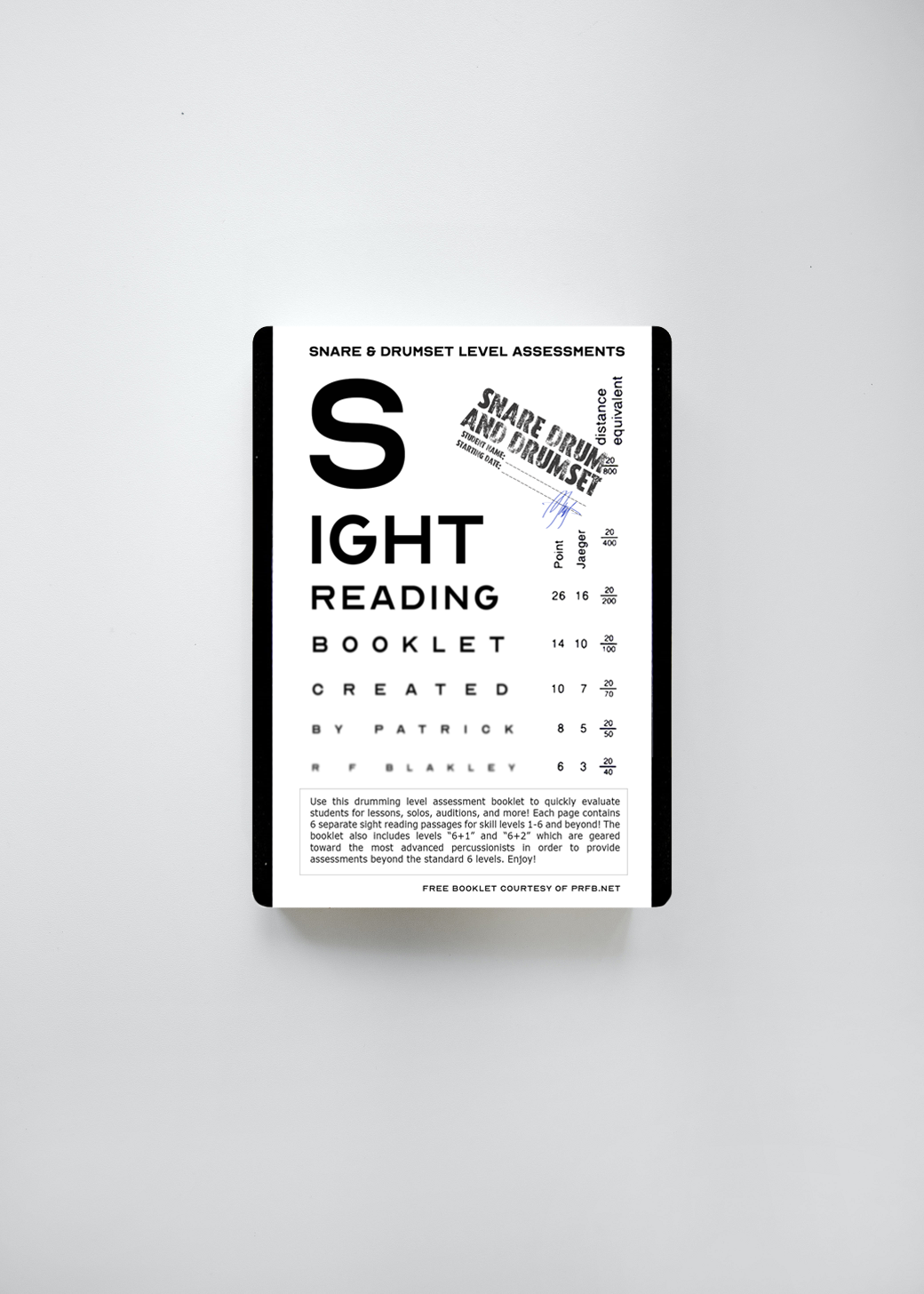 Free Snare Drum and Drum Set Sight Reading Booklet for Percussion